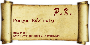 Purger Károly névjegykártya