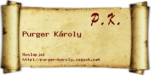 Purger Károly névjegykártya